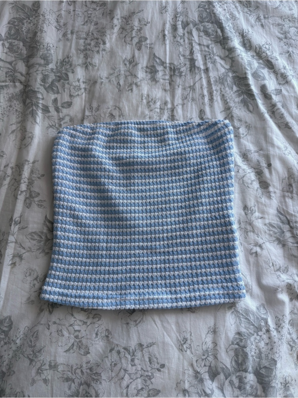 Striped Blue & White Knit Tube Top